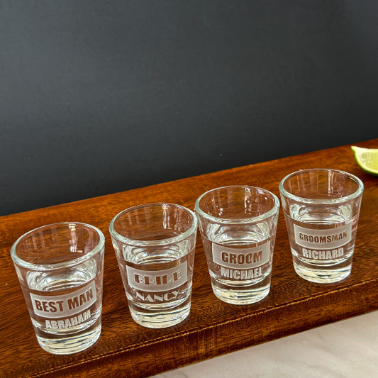 Bride, Groom, Groomsman & Best man - Tequila Shot Glasses Set